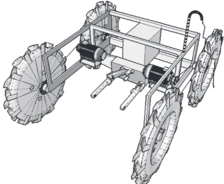 Fig. 2. Deeply compressed wheel tracks, exposed to sheet erosion of topsoil, clearly showing how compaction has af-fected 80% of this fi eld (Tullberg 2004) (a) and the charac-ter of disordered traces of wheeled vehicles on the fi eld (b)