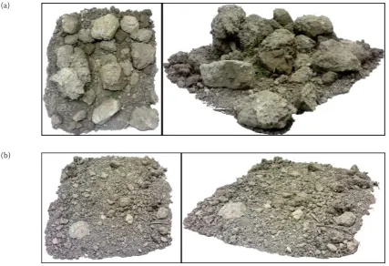 Fig. 7. Calibration picture of the model at the height of (a) 500 mm and of (b) 1,000 mm (left image – perspective model, right image – mesh network)