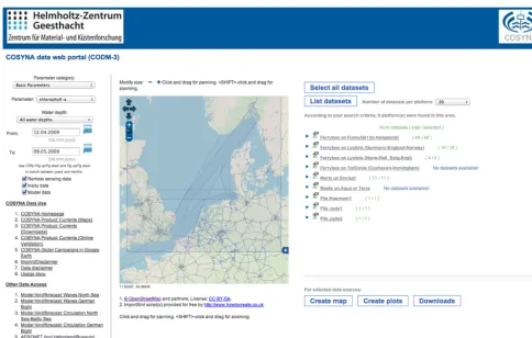 Figure 5. View of the CODM portal with the selected parameter chlorophyll a and a selected time range from April 2009 to May 2009