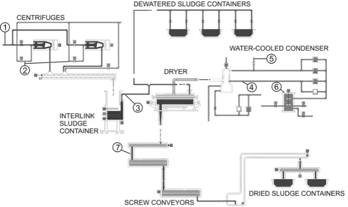 Fig. 1. Measurement sites in the centrifugation and drying processes