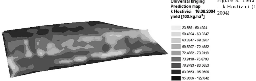 Figure 8. Yield map – k Hostivici (16. 8. 