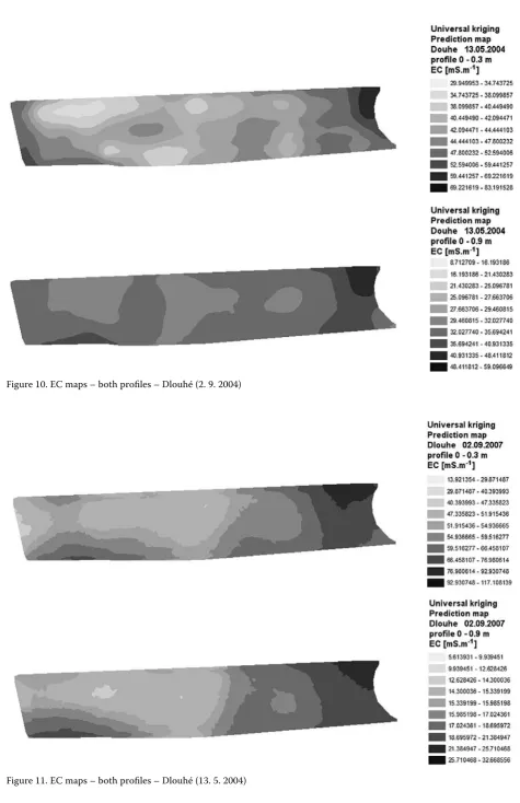 Figure 10. EC maps – both profiles – Dlouhé (2. 9. 2004)