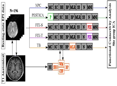 Figure 3.1. RS-fMRI preprocessing outline. The diagram shows  main preprocessing steps for 