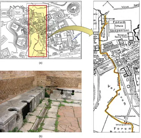 Figure 1.4 (a) The Cloaca Maxima, or “Greatest Sewer” (shown in red), ran through ancient Rome