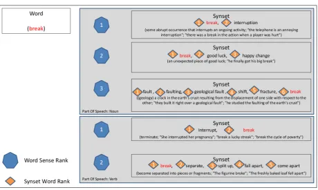 Figure 3.2: An example for word sense ranks and synset word ranks