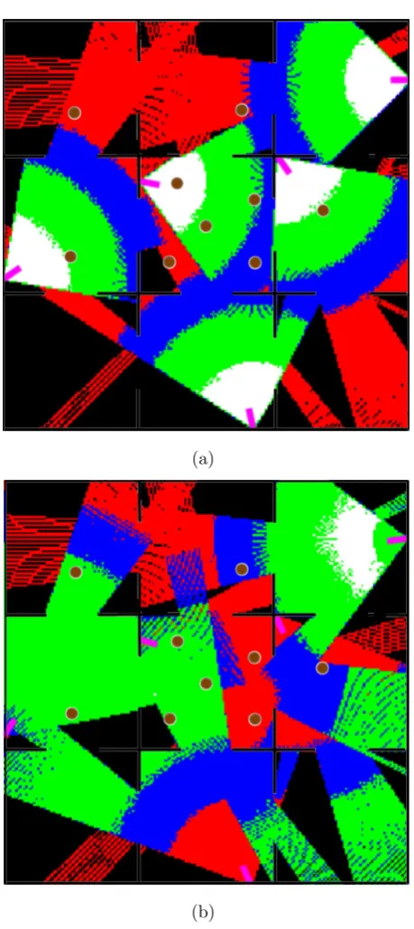 Figure 2.9: Map 1: (a) Initial positioning, and (b) after reconﬁguration.