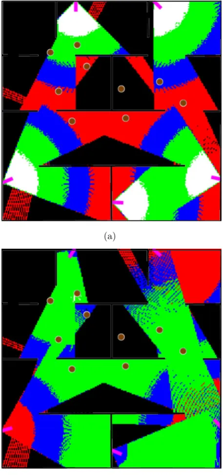Figure 2.10: Map 2: (a) Initial positioning, and (b) after reconﬁguration.