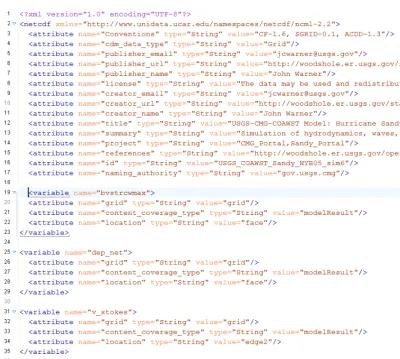 Figure 8. A sample NcML ﬁle produced by the yaml2ncml.py Python script. Although these ﬁles can be created by hand using a text editor,getting validated NcML has proven difﬁcult for modeller, and the yaml2ncml pathway has been found to be less error prone