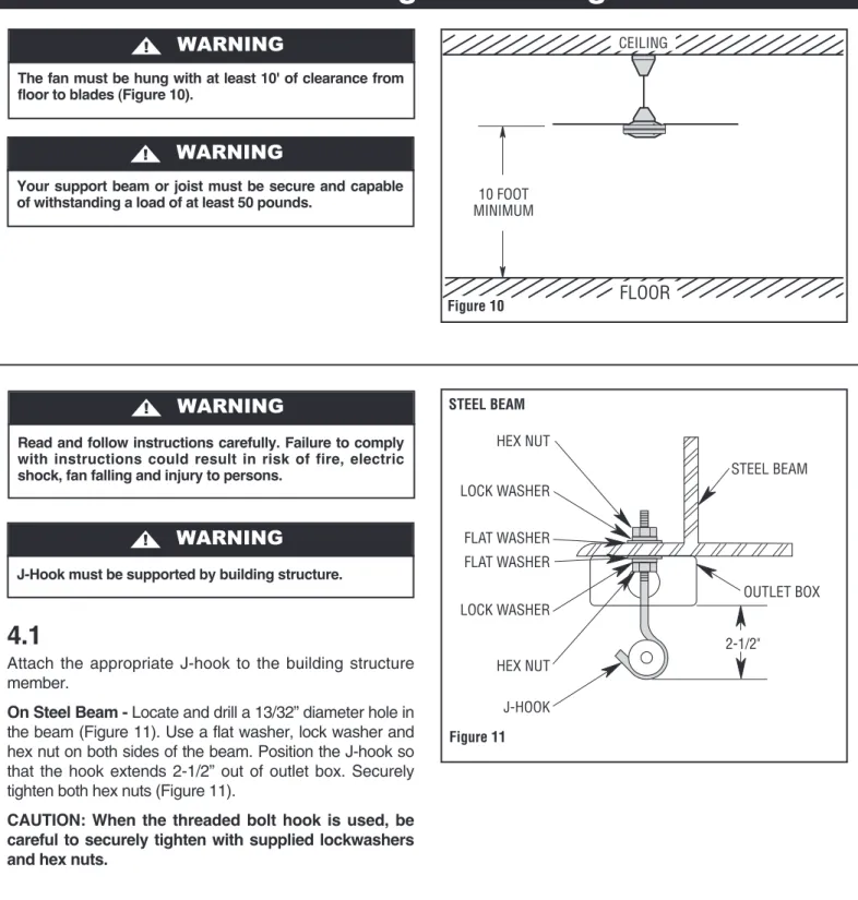 Figure 10The fan must be hung with at least 10' of clearance from