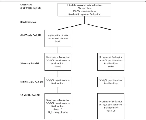 Fig. 1 Summary of study protocol. Spinal cord injury (SCI), Sacral neuromodulation (SNM), Neurogenic bladder (NGB), S3 Sacral nerve root (S3),Quality of life (QoL)