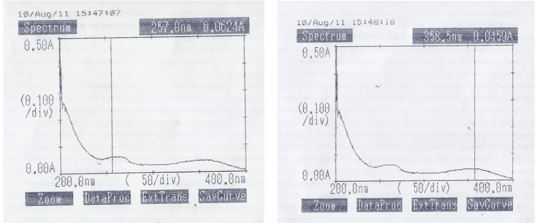 Fig.5.3 UV spectrum of methanolic flower extract of Hibiscus syriacus 