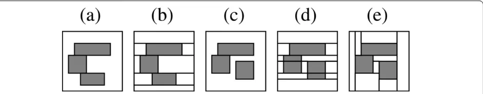 Figure 6 Matching tilings to rectangles. Two arrangements of rectangles and corresponding tilings that illustrate the capabilities andlimitations of the dynamic programming algorithm’s tilings