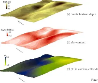 Figure 4. Material redistribution prediction and humic horizon depth relation