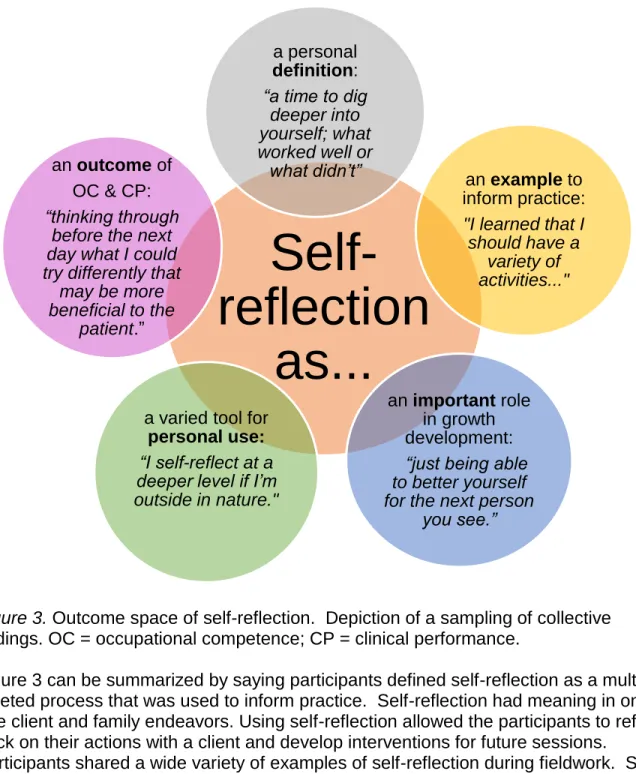 Figure 3. Outcome space of self-reflection.  Depiction of a sampling of collective  findings