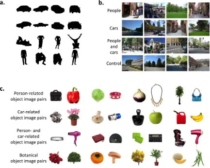 Figure 
  1. 
  a) 
  Examples 
  of 
  attentional 
  capture 
  stimuli 
  in 
  all 
  experiments 
  (upright 
  