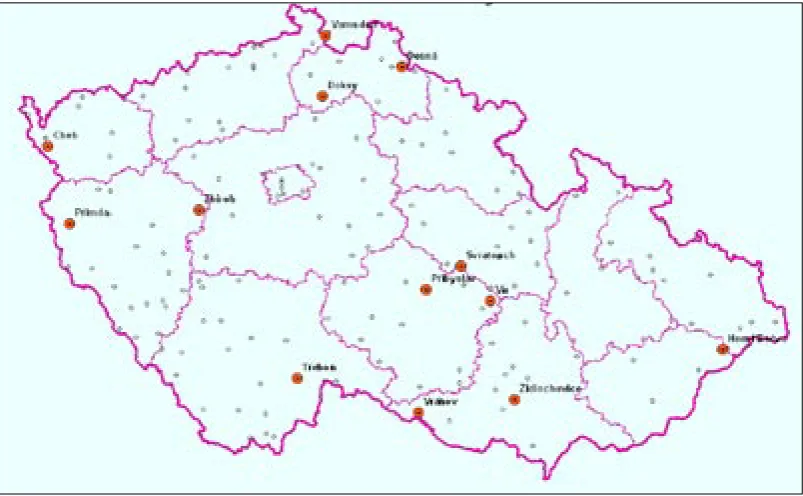 Figure 1. Selected stations of CHMI