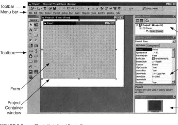 FIGURE 2-2The Initial Visual Basic Screen