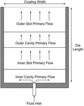 Figure 1.2: Dual Cavity Coating Die Primary Flow Orientation