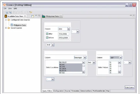 Figure 9 Example of the user interface for creating a query in EDE.