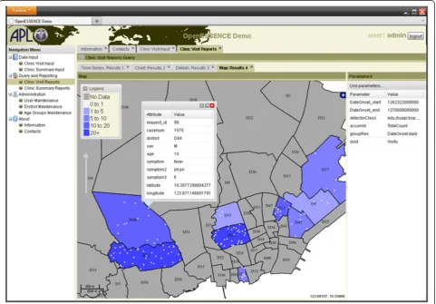 Figure 7 OE screen shot of geographic information system (GIS) map of data results.