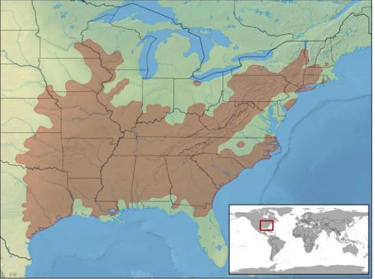 Figure 1: Geographic distribution of Crotalus horridus based on range data from Hammerson (2007)