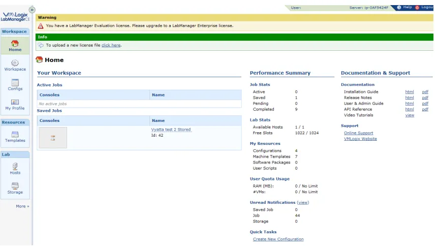 Fig. 2 - VMLogix Cloud Edition initial page 