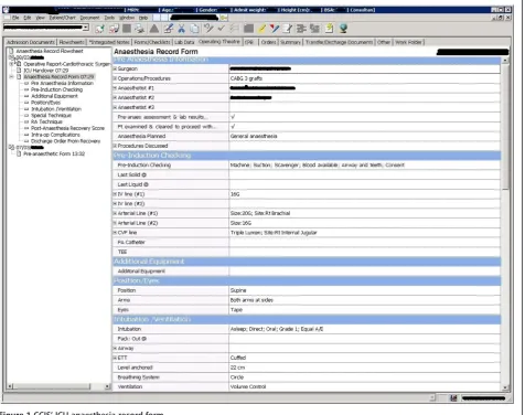 Figure 1 CCIS’ ICU anaesthesia record form.