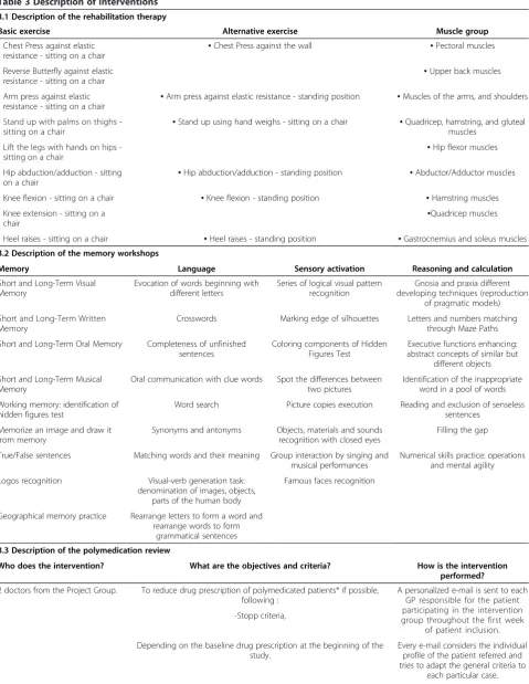 Table 3 Description of Interventions