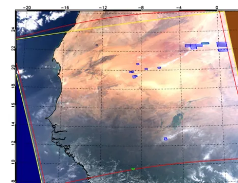 Figure 1. MODIS RGB image of the reference scene on 4 Novem-ber 2008 at 14:00 UTC (start of the central MODIS granule)