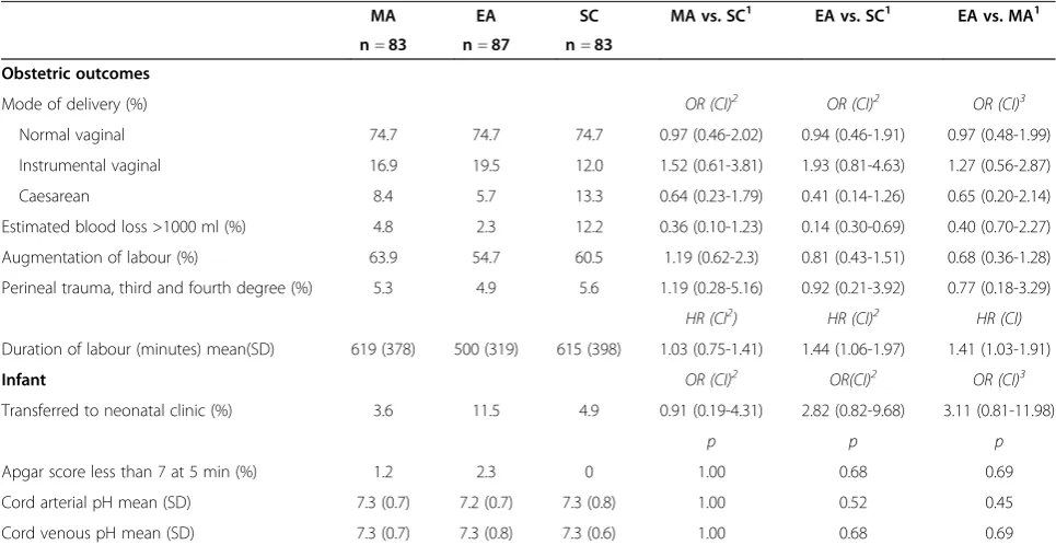 Table 4 Obstetric pain relief and postpartum assessments of the experience of labour pain (%)