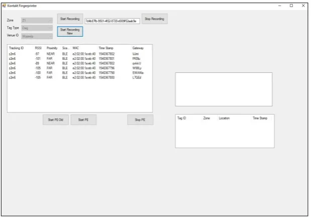 Fig. 4. The GUI of the utilized fingerprinting software. 