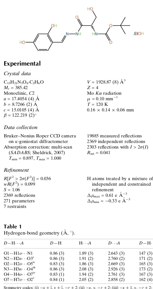 Table 1Hydrogen-bond geometry (A˚ , �).