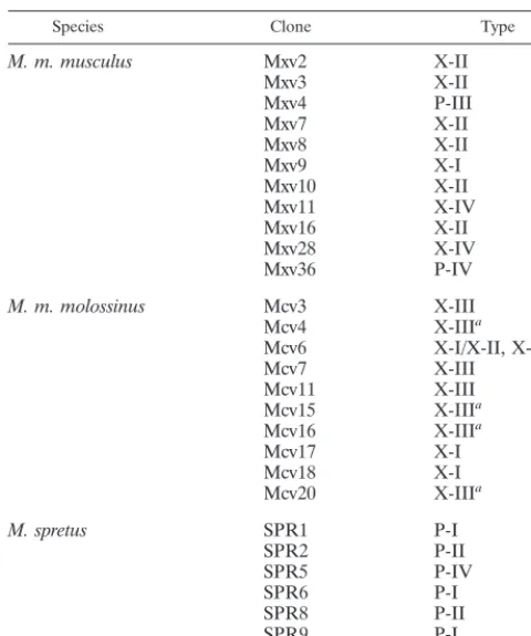 TABLE 1. Summary of nonecotropic MLV U3 clonesfrom wild mice