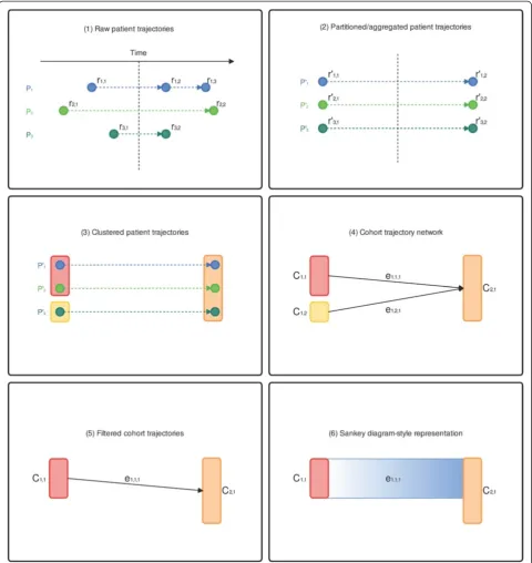 Fig. 1 Data transformation processes. The data transformation steps behind the visual analysis process followed the analysis process fromthe raw patient records to the final visualization