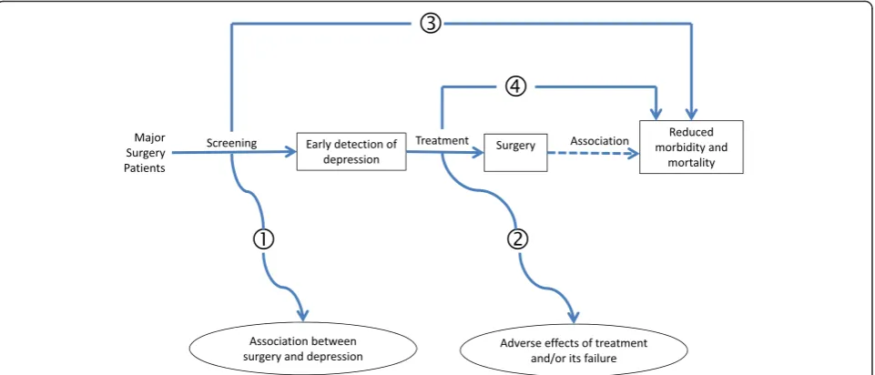 Fig. 1 A framework for counselling interventions in major surgery patients. The numbers refer to answers to key questions as follows: (1) Thereare not enough studies comparing surgery with non-surgery cohorts