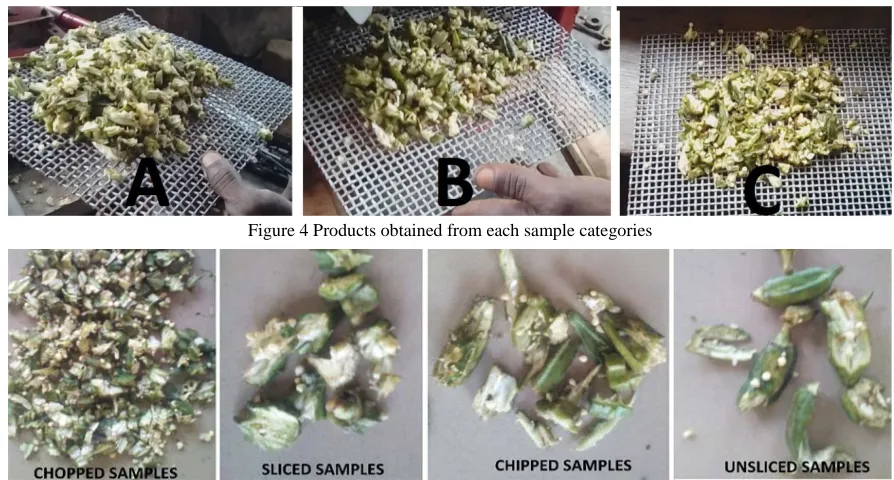 Figure 4 Products obtained from each sample categories 