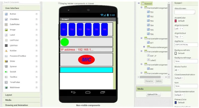 Fig. 6. Control panel interface on the App Inventor 