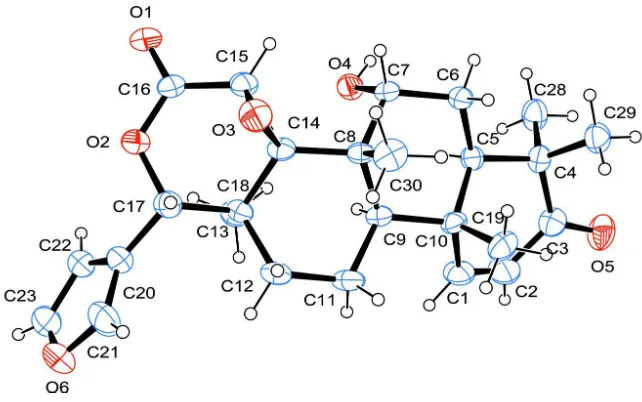 Figure 1The molecular structure of the title compound showing 30% probability displacement ellipsoids and the atom-numbering 