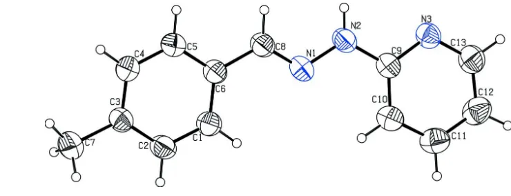 Figure 1Perspective view of the molecule showing the displacement ellipsoids drawn at 30% probability level