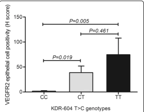 Table 3 Association of the KDR-604 T > C genetic polymorphism with VEGFR2 immunoreactivity in vessels and in prostatic epithelialcells