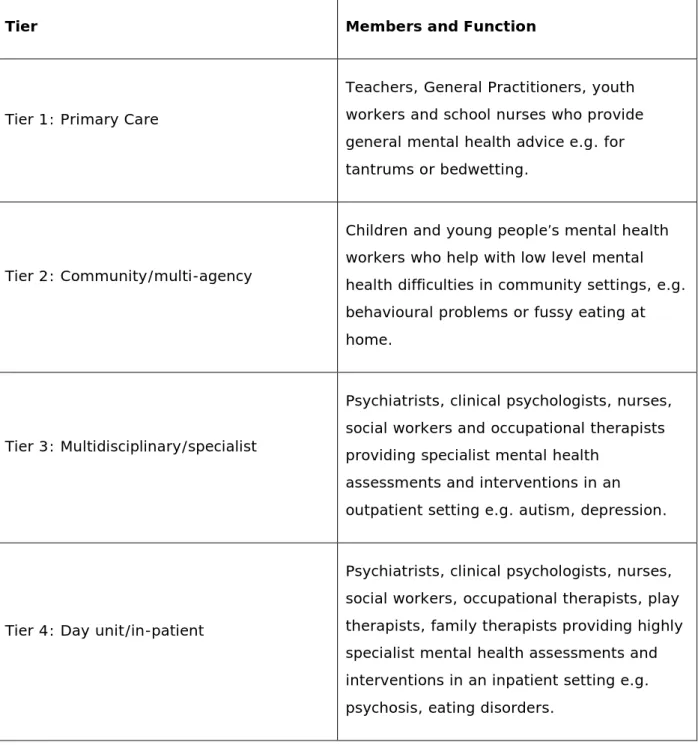 Table 3 Child and Adolescent Mental Health Services Tier Structure 