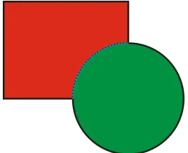 Figure 1.1: In the ﬁgure above, a green circle is visually in front of a red rectangle