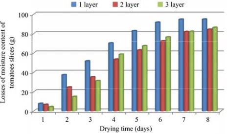 Figure 19  Losses of moisture content of different tomatoes slices 