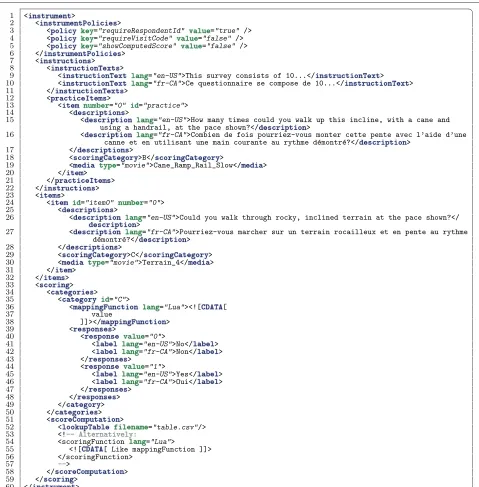 Figure 3 Minimal instrument XML example. An example instrument configuration using the MAT XML schema.