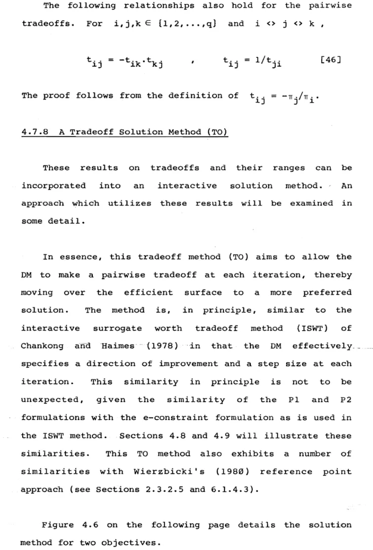 Figure  4.6  on  the  following  page  details  the  soluti:on  method  for  two  objectives