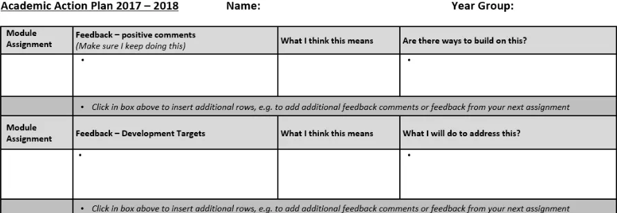 Figure 2: The Academic Action Plan proforma 