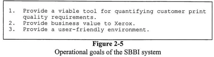 Figure 2-5Operational goals ofthe SBBI system