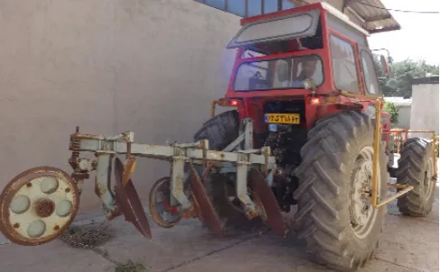 Figure 1  The disk plow implement attached to the tractor at base 
