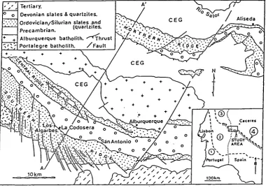 Figure 2. Simplified cross - section of the La Codosera area. 