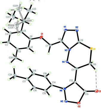 Figure 1The molecular structure of (I), showing 30% probability displacement ellipsoids for non-H atoms
